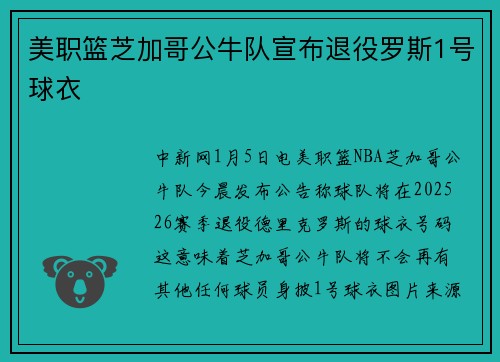 美职篮芝加哥公牛队宣布退役罗斯1号球衣