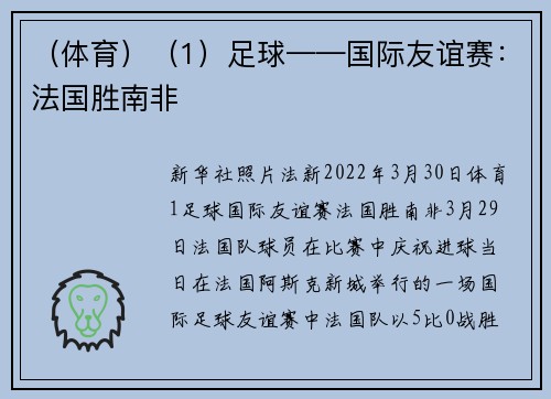 (体育)(1)足球——国际友谊赛:法国胜南非